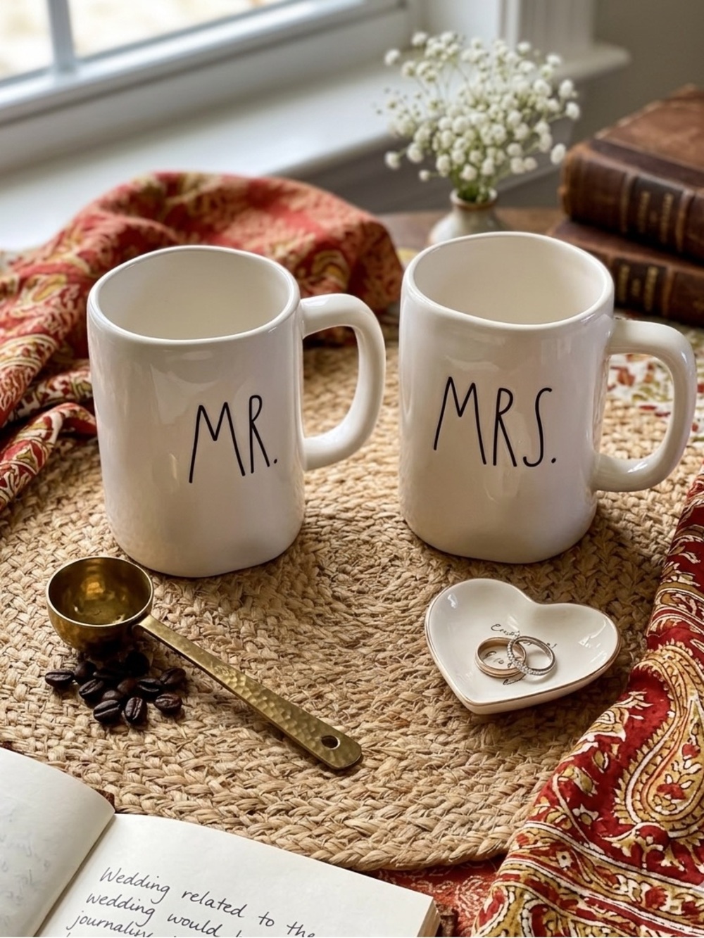 Rae Dunn Artisan Collection Mr and Mrs Mug Set